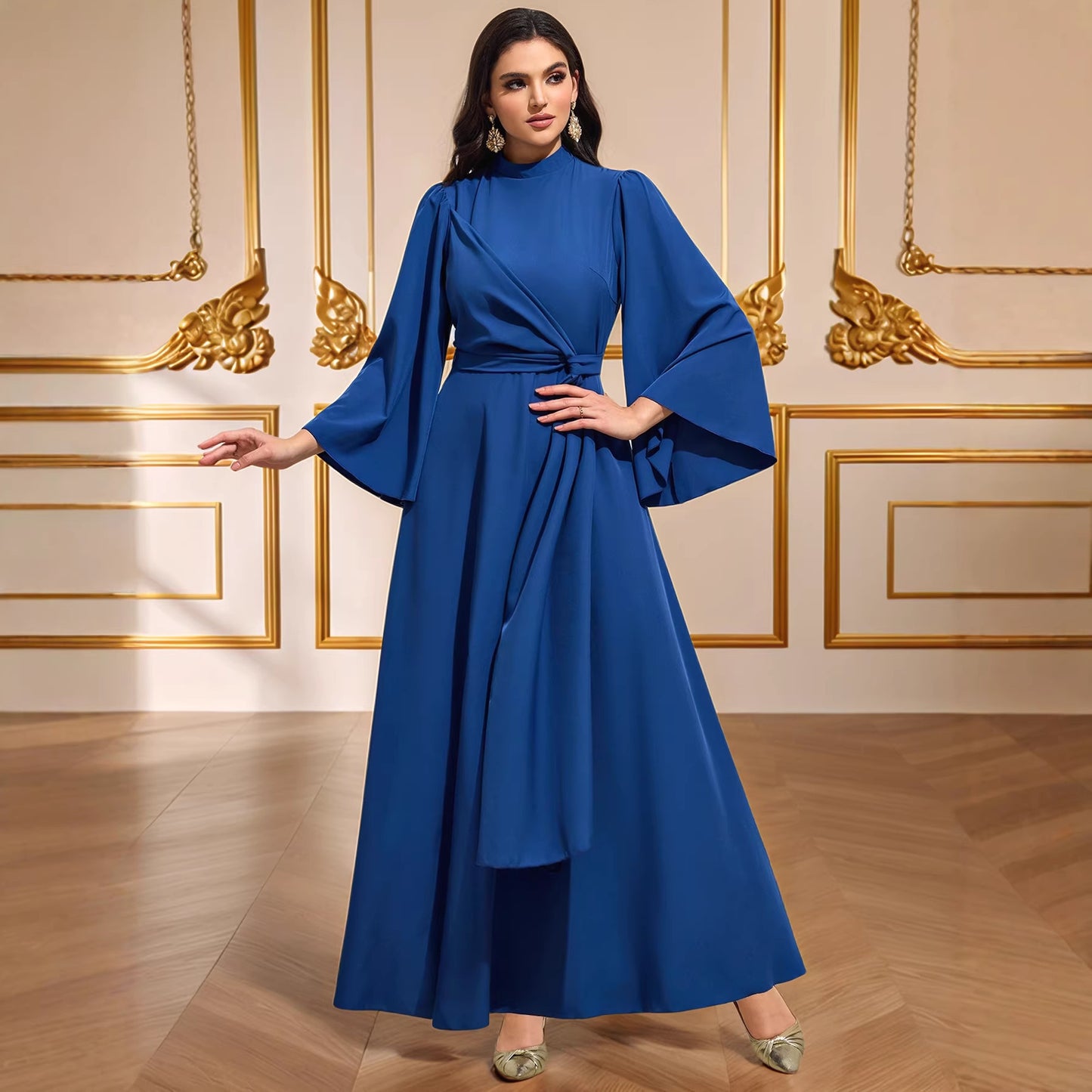 Solid Color Elegant Waist Cinching Dress | Tajstylo