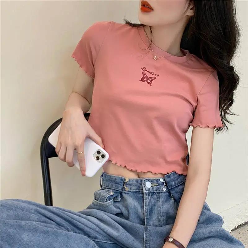 Butterfly Embroidered Crop Top | Tajstylo