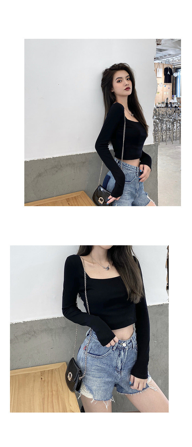 Slim Fit Round Neck Long Sleeve Basic T-Shirt | Tajstylo