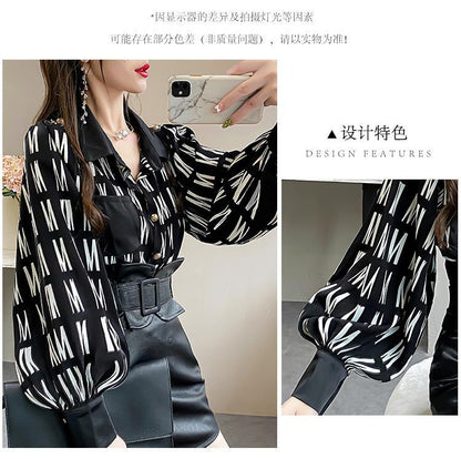 Office Lady Turn Down Collar Blouse | Tajstylo