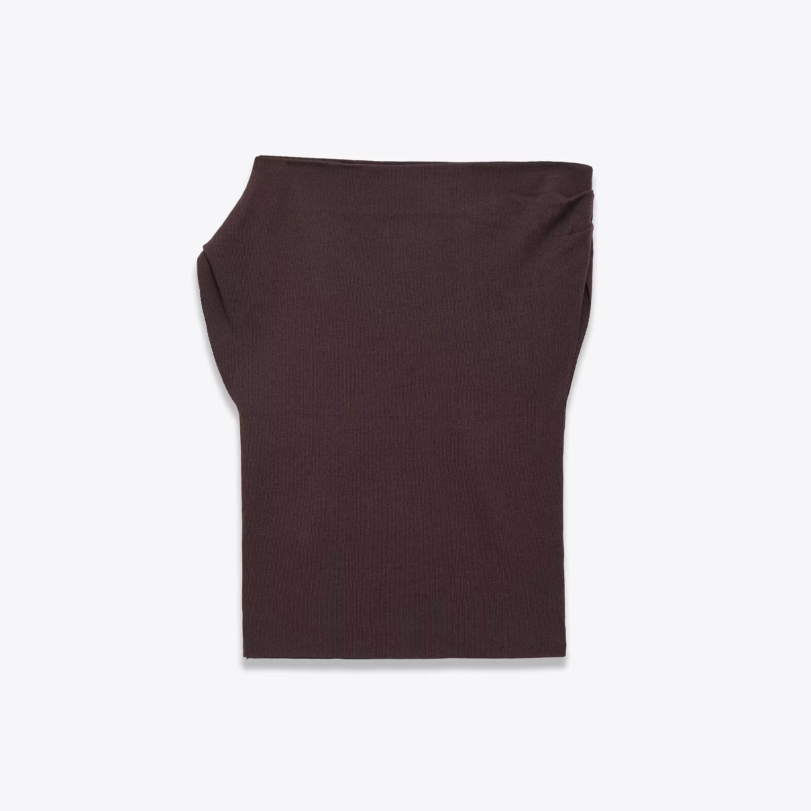 Woman wearing Asymmetric Knitted Top in a casual setting