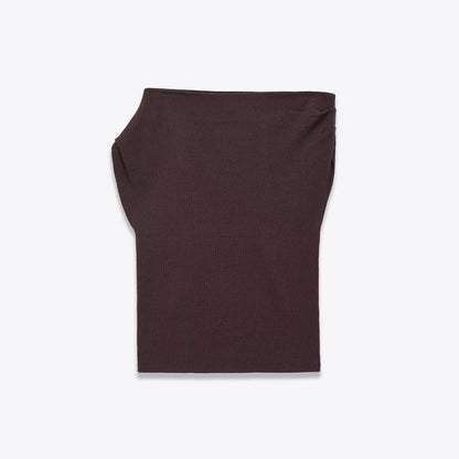 Woman wearing Asymmetric Knitted Top in a casual setting