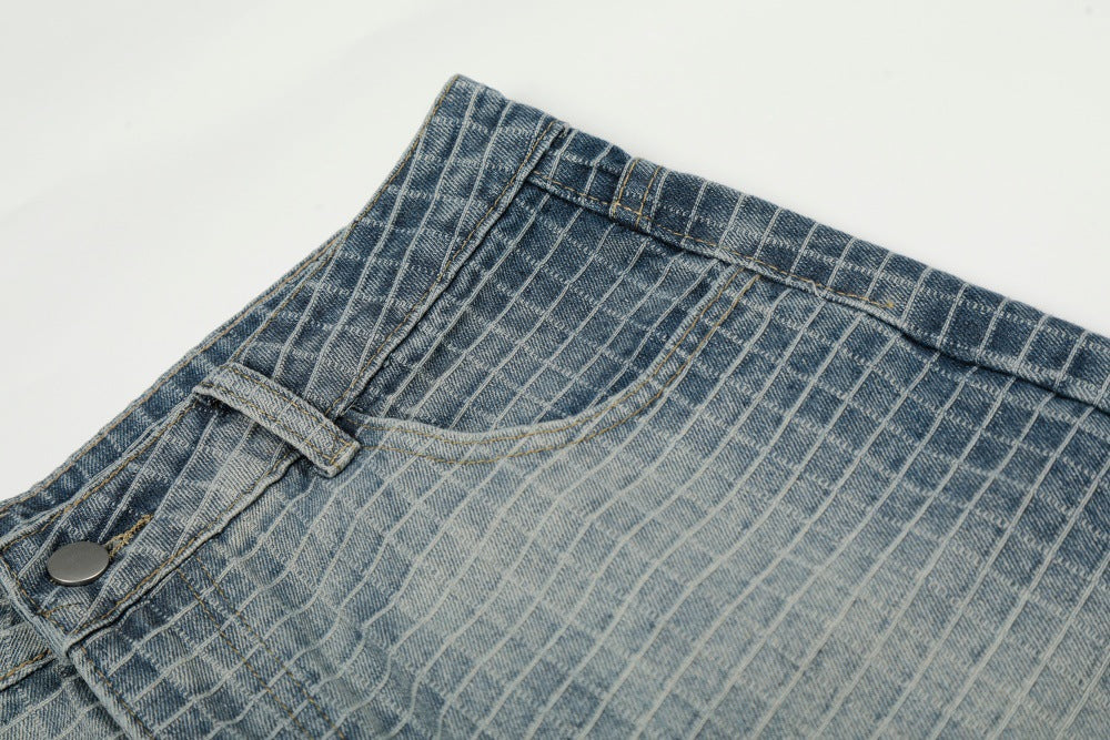Checkered Wide Leg Jeans | Tajstylo