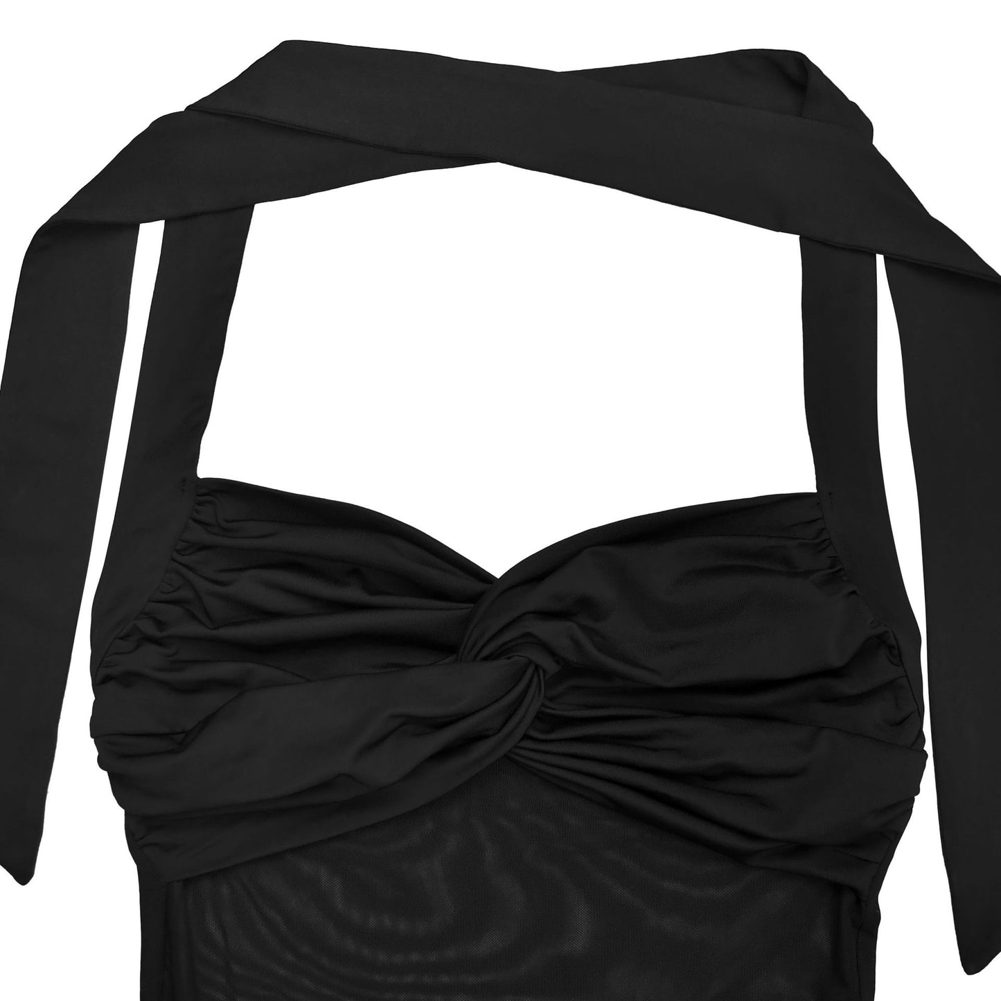 Sheer Mesh Halter Tie-Back Bodycon Dress | Tajstylo