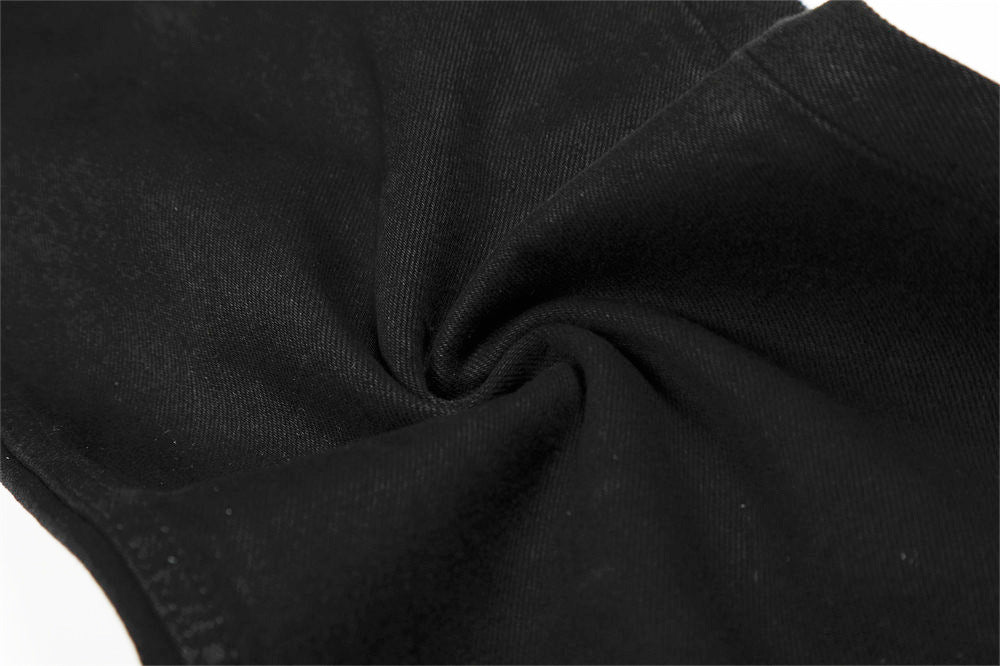 Black Straight Leg Denim Pants | Tajstylo