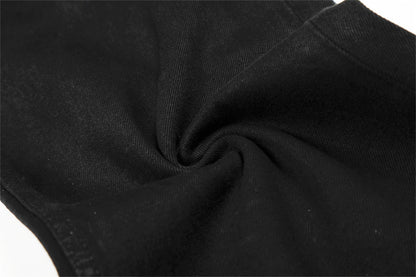 Black Straight Leg Denim Pants | Tajstylo