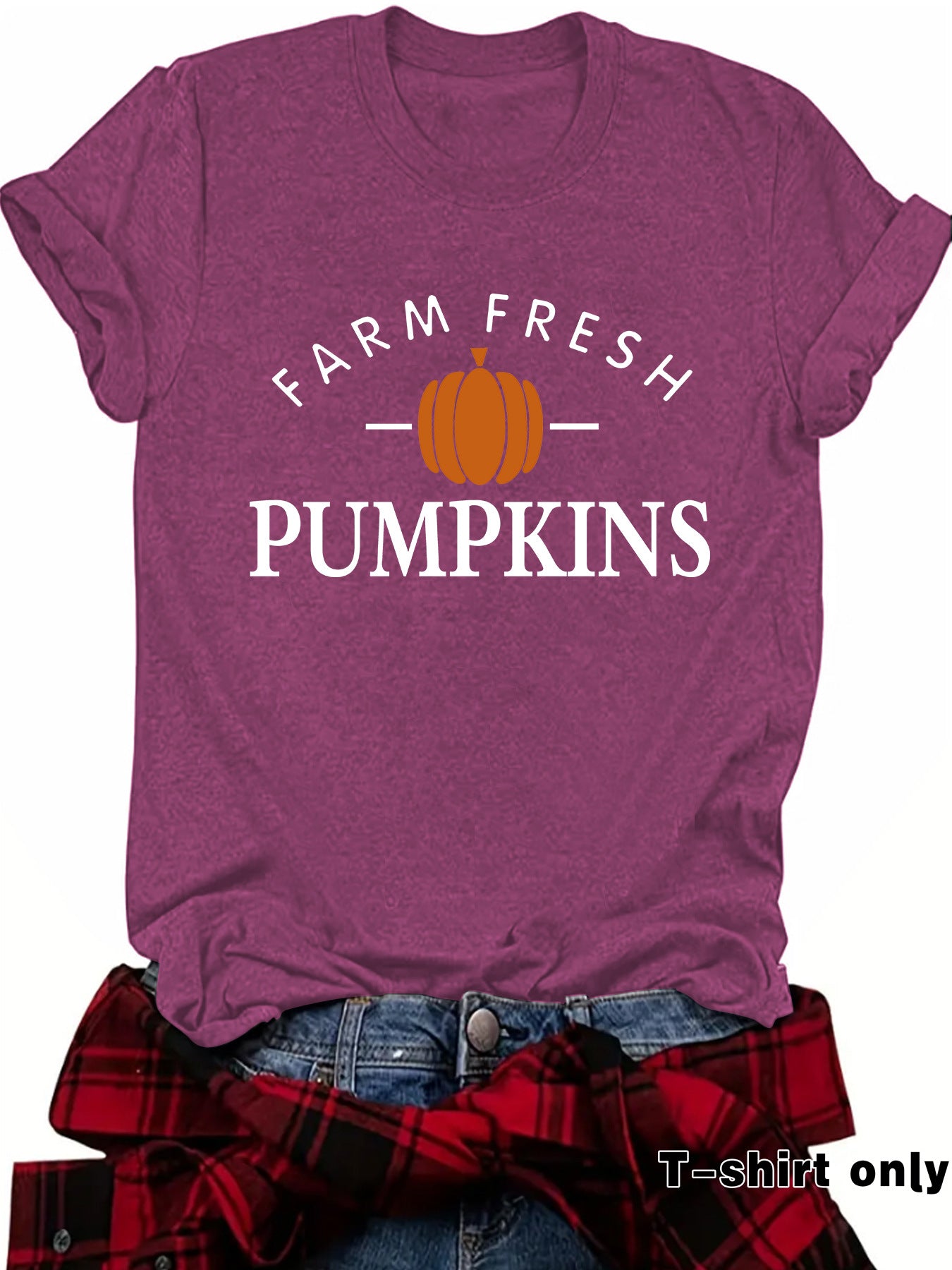 Pumpkin Print Short Sleeve Top | Tajstylo