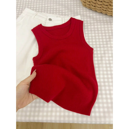 Woman wearing Knitted Camisole Top in a casual setting