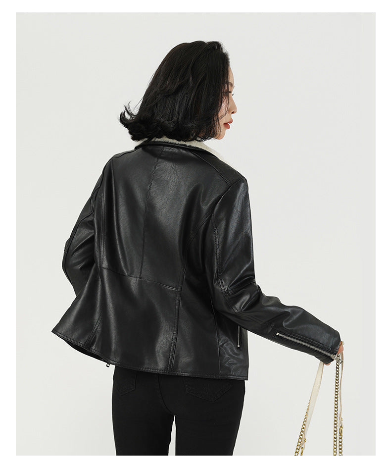 Thick Faux Leather Coat Jacket for Winter | Tajstylo
