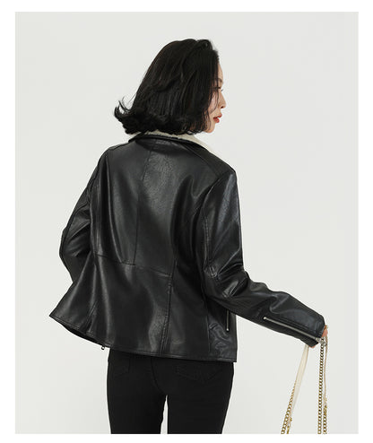 Thick Faux Leather Coat Jacket for Winter | Tajstylo