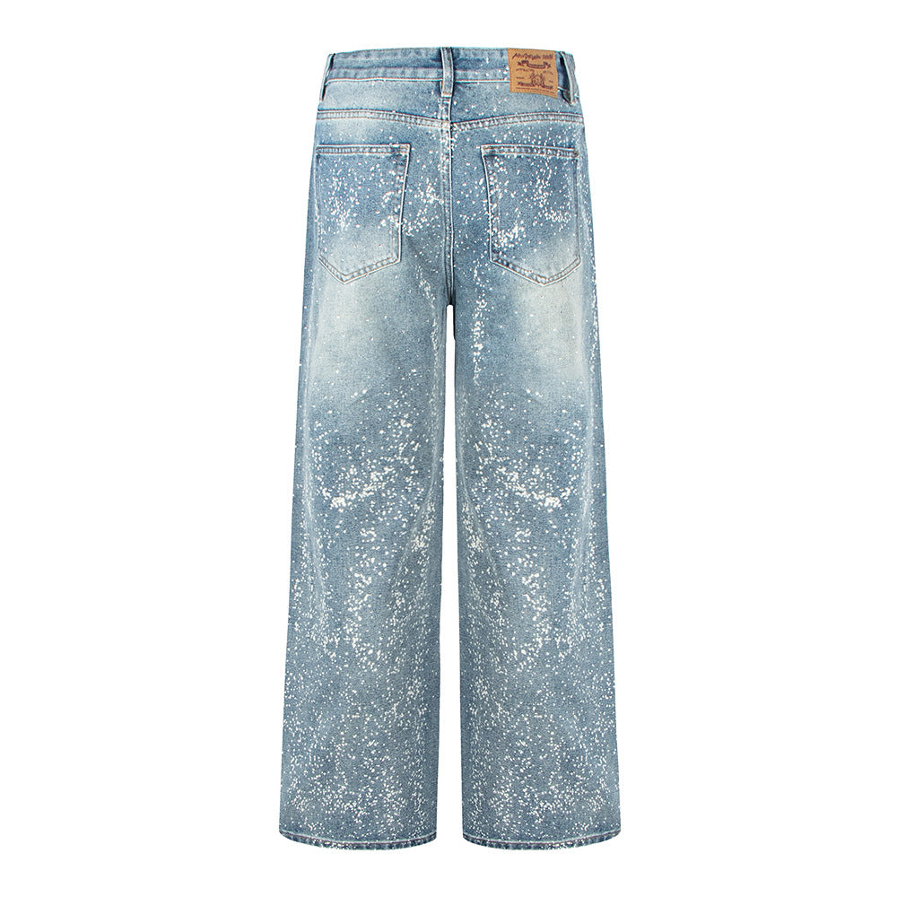 Starry Sky Painted Design Denim Pants | Tajstylo