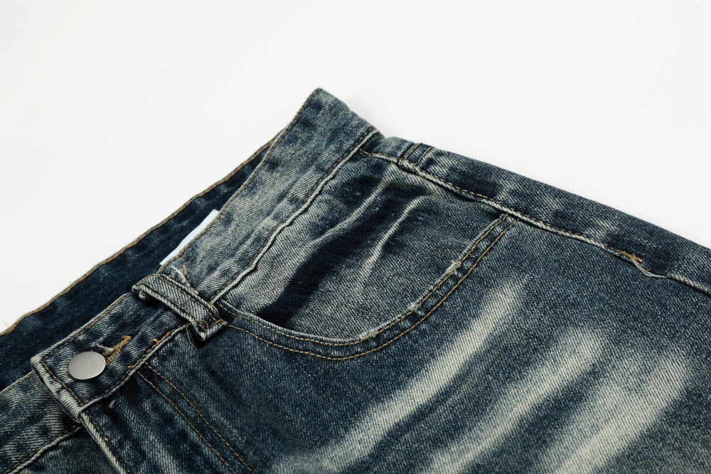 Loose Fit Distressed Blue Denim Jeans | Tajstylo