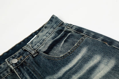 Loose Fit Distressed Blue Denim Jeans | Tajstylo
