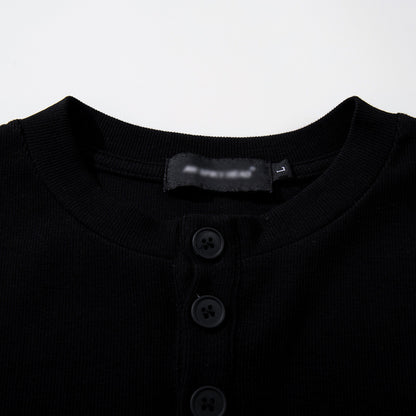 Half Open Collar Long Sleeve Tee | Tajstylo