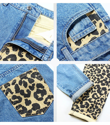 Leopard Print High Waist Boyfriend Jeans | Tajstylo