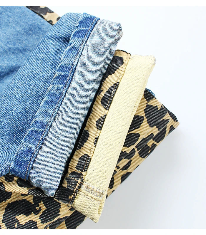 Leopard Print High Waist Boyfriend Jeans | Tajstylo