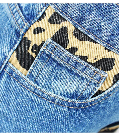 Leopard Print High Waist Boyfriend Jeans | Tajstylo