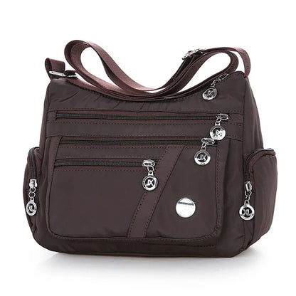 Woman wearing Women Shoulder Messenger Bag in a city setting