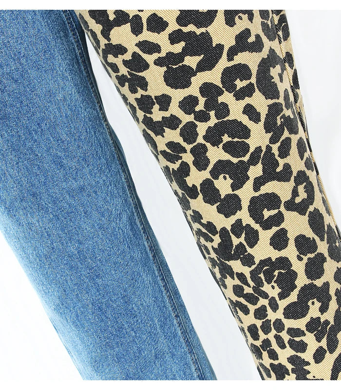 Leopard Print High Waist Boyfriend Jeans | Tajstylo
