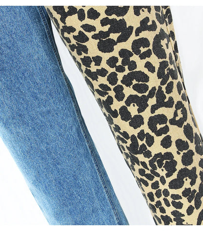 Leopard Print High Waist Boyfriend Jeans | Tajstylo