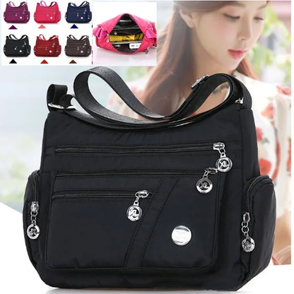 Woman wearing Women Shoulder Messenger Bag in a city setting