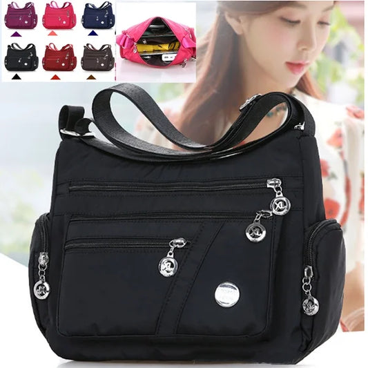 Woman wearing Women Shoulder Messenger Bag in a city setting