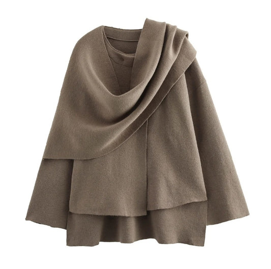 Scarf Short Knit Jacket | Tajstylo