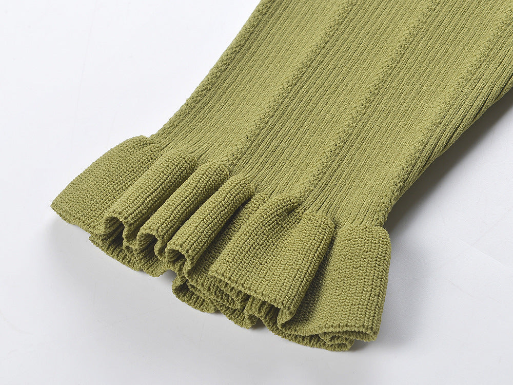 V-Neck Knitted Sweater Dress | Tajstylo