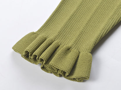 V-Neck Knitted Sweater Dress | Tajstylo
