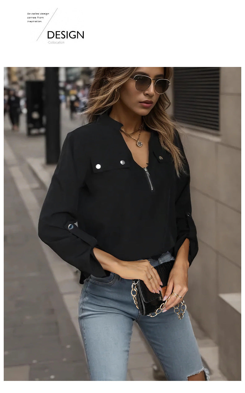 Autumn Long Sleeve Pullover Shirt | Tajstylo