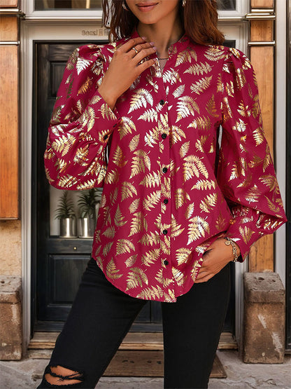 Elegant Plant Print Shirt | Tajstylo