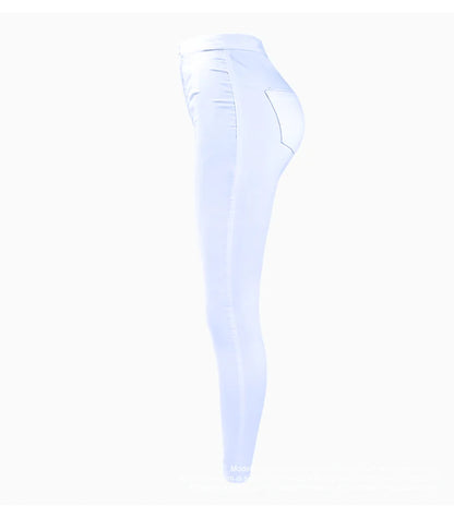 High Waist White Skinny Stretch Denim Jeans | Tajstylo