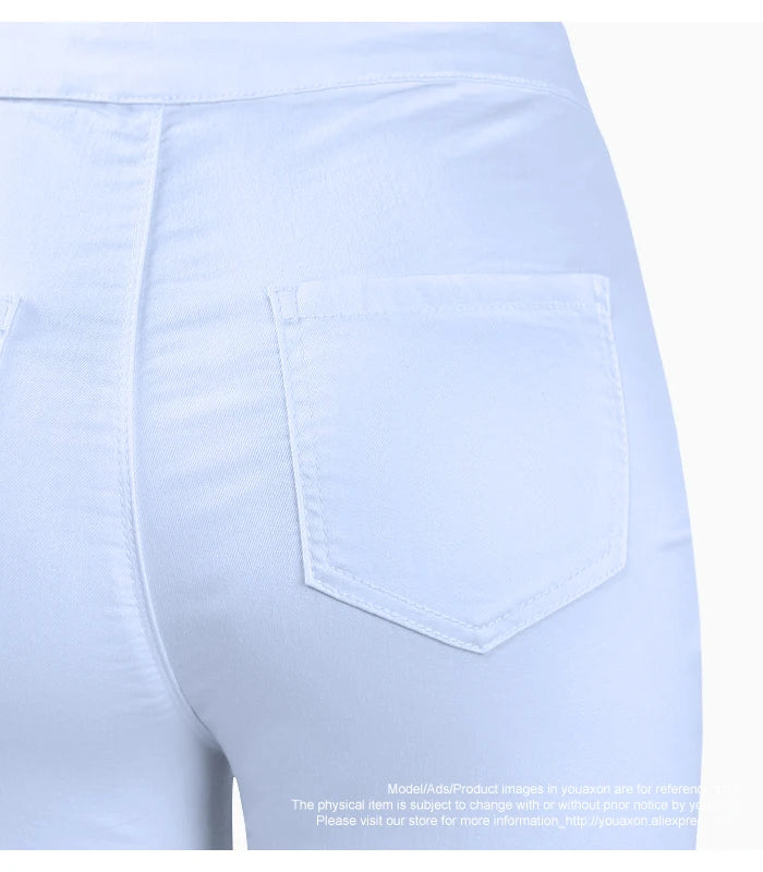 High Waist White Skinny Stretch Denim Jeans | Tajstylo