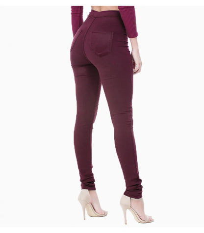 High Waist White Skinny Stretch Denim Jeans | Tajstylo