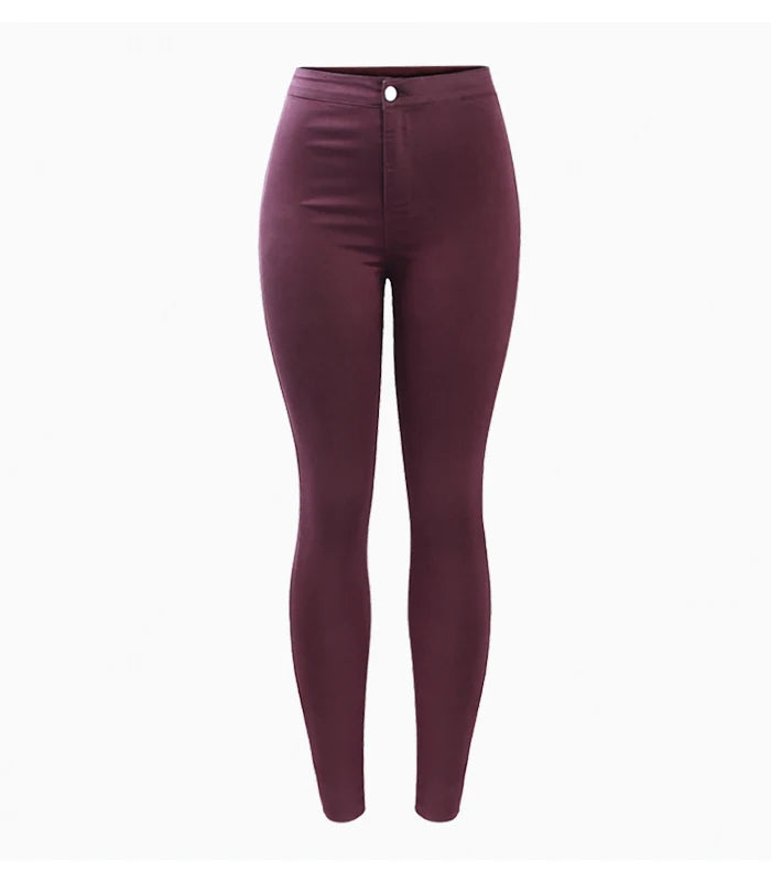 High Waist White Skinny Stretch Denim Jeans | Tajstylo