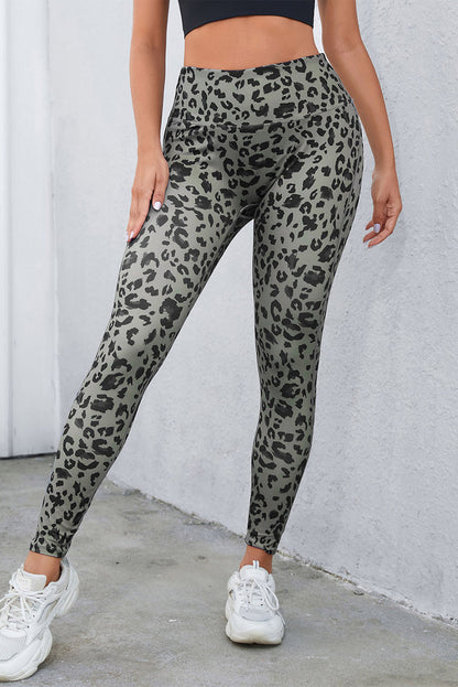 Woman wearing Classic Leopard Print Active Leggings in an urban setting