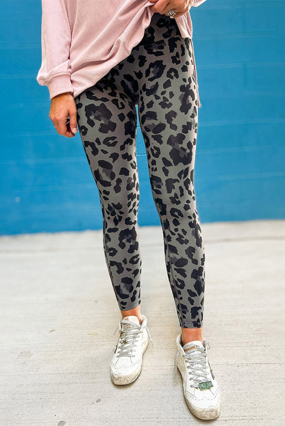 Woman wearing Classic Leopard Print Active Leggings in an urban setting