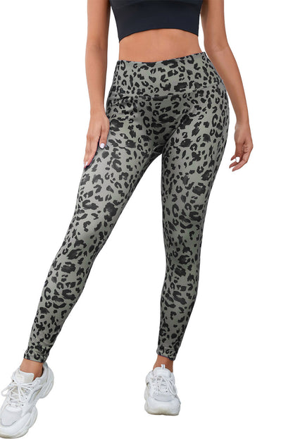 Woman wearing Classic Leopard Print Active Leggings in an urban setting