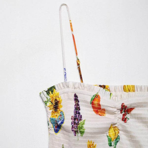 Low collar printed camisole dress alternate