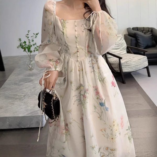 Patchwork Dress Long Elegant Chic Dress Youthful Women’s White alternate