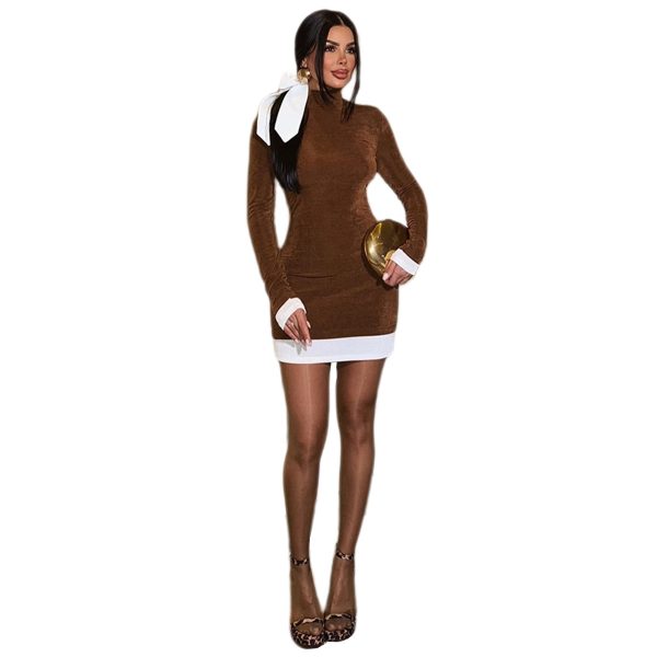 Slim fit patchwork contrasting dress