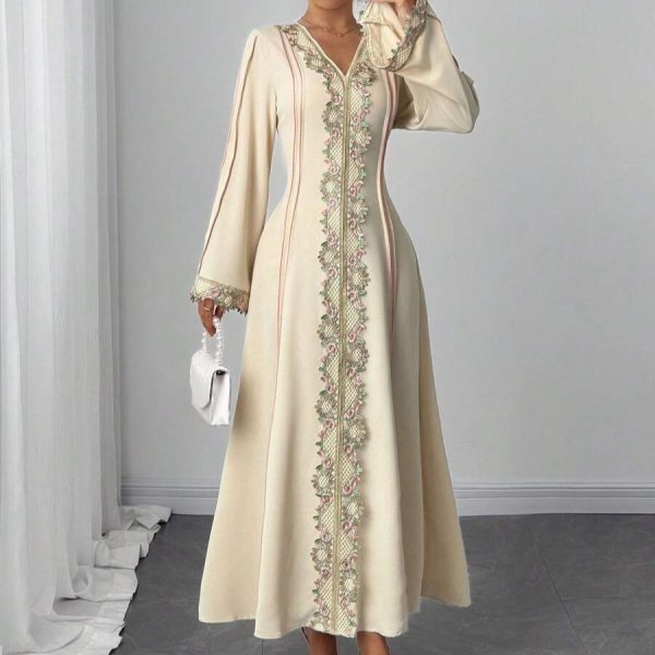 Elegant Women’s Long Sleeve Dress Fashionable Women’s Long Dress