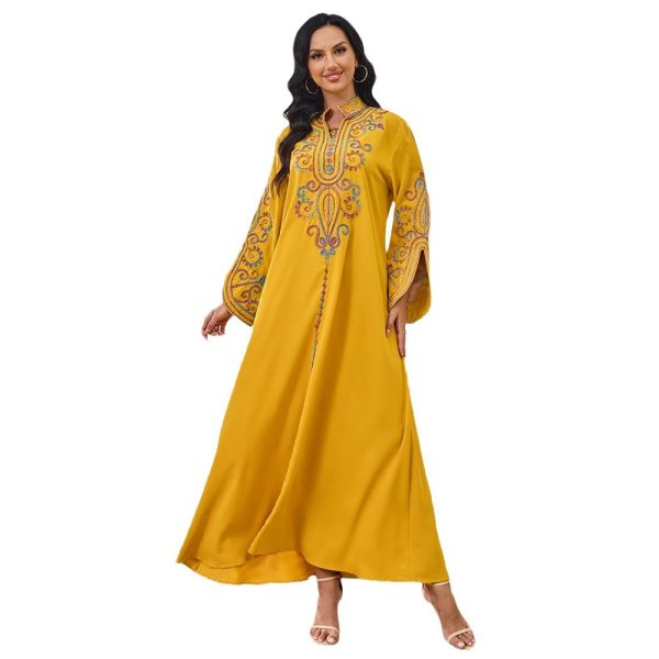 Long sleeved rope embroidery craft dress
