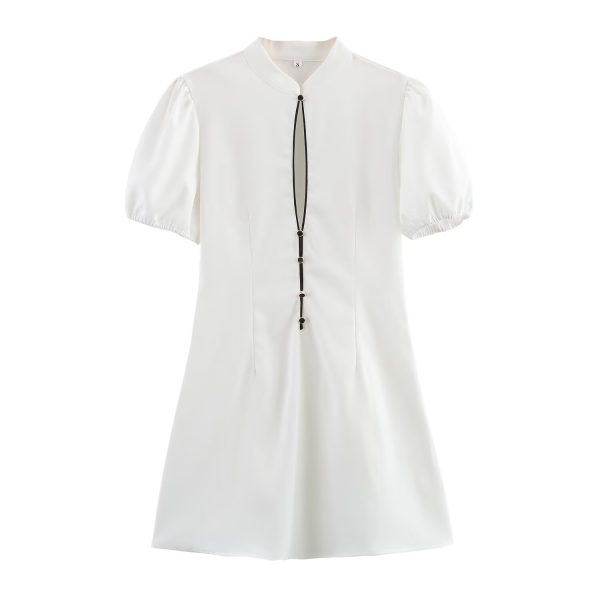 Lace up white slim fit dress