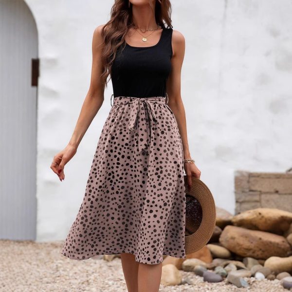 Sleeveless patchwork printed dress alternate