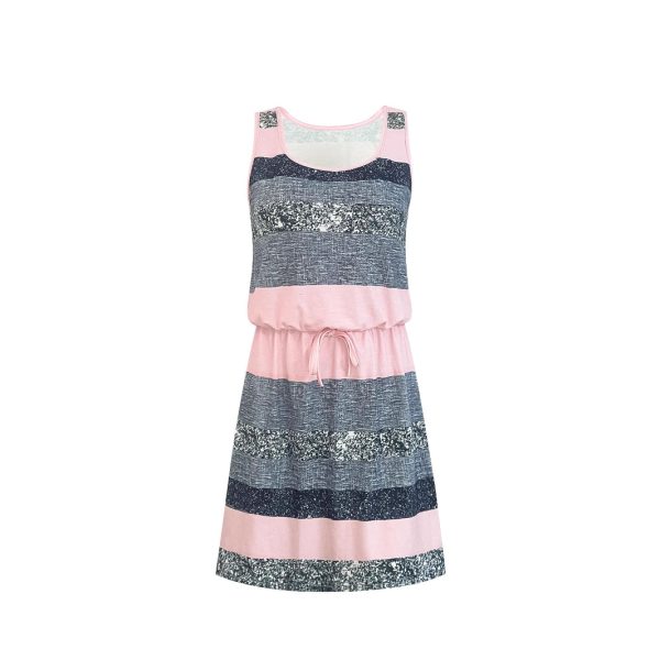 Striped printed sleeveless dress