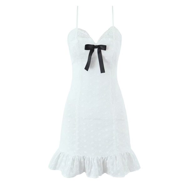 Bow lace short suspender dress