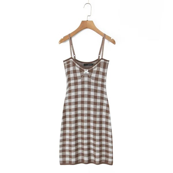 Brown plaid camisole dress alternate
