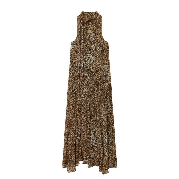 Animal print halter neck dress