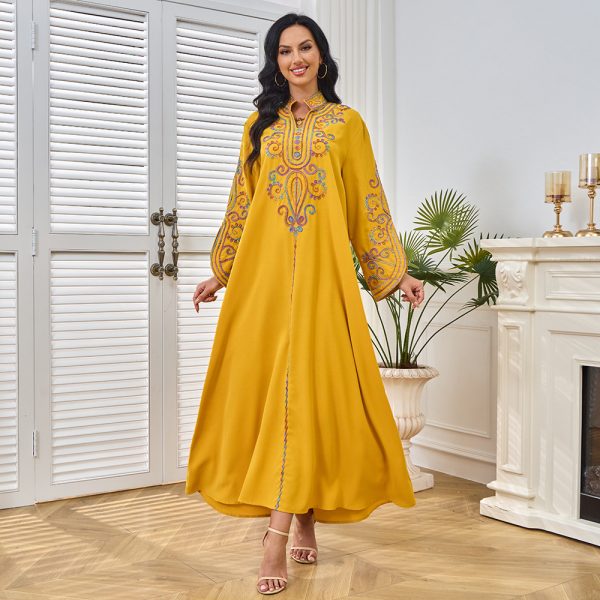 Long sleeved rope embroidery craft dress alternate